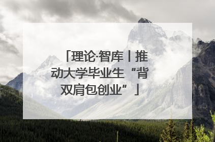 理论·智库丨推动大学毕业生“背双肩包创业”